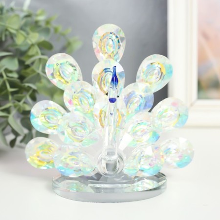 Souvenir glass "Peacock with a fluffy tail" The effect of Muranian glass 8x14x13 cm-2