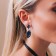 Earrings with rhinestones "carnival" chic, blue color in black silver