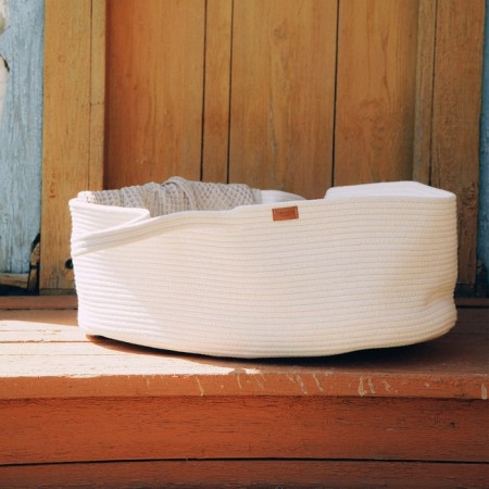 Basket wicker for storing things, carrying and swaddling, with mattress, cotton 70x38x25 cm-6