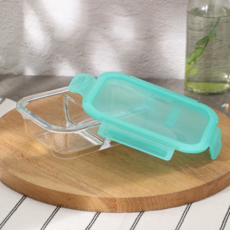 Glass Lockie & Lock Food, with a lid, 600 ml, the color is turquoise-2