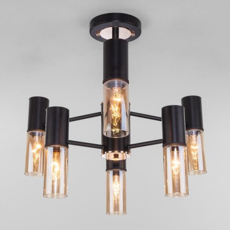 Tesoro chandelier, 6x40W E14, black color, gold