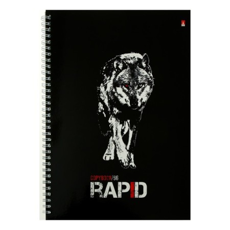 A4 notebook, 96 sheets in a cage on the Rapid crest, cover coated cardboard, glossy lamination, mix-2