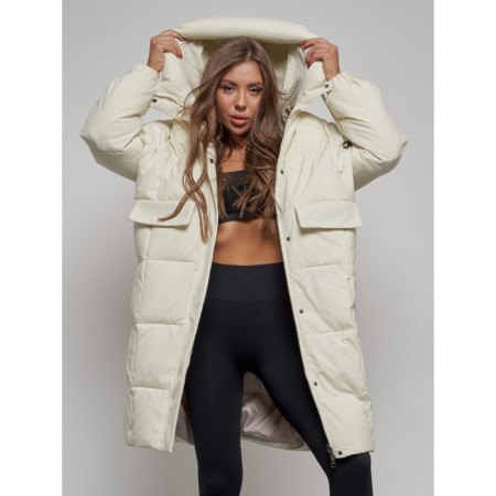 Coat insulated winter female, size 46, beige color-11