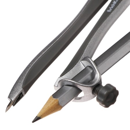Metallic circuit Erichkrause "Classic", 125mm, with a pencil, pencil case, gray-2