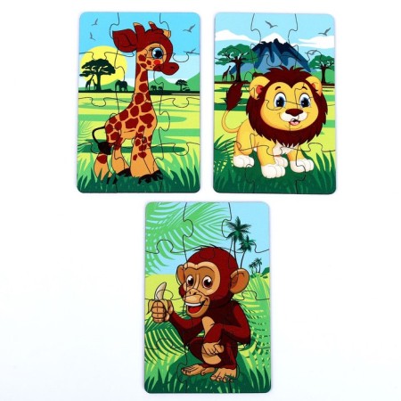 Set of puzzles "Forest Beasts", 3 puzzles, 12 details-1