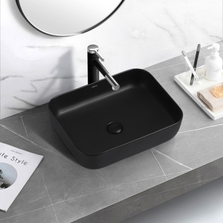 ABBER RECHTECK AC2202MB sink, overhead, 500x390x140 mm, black, matte-3