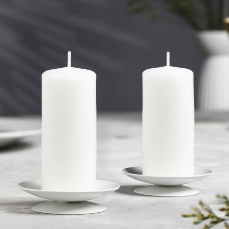 Set of candlesticks Metal "Lotus", 7.5x2 cm, 2 pieces, white