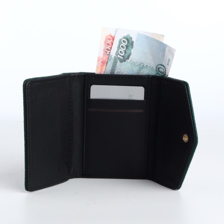 Women's wallet on the button, green color-3