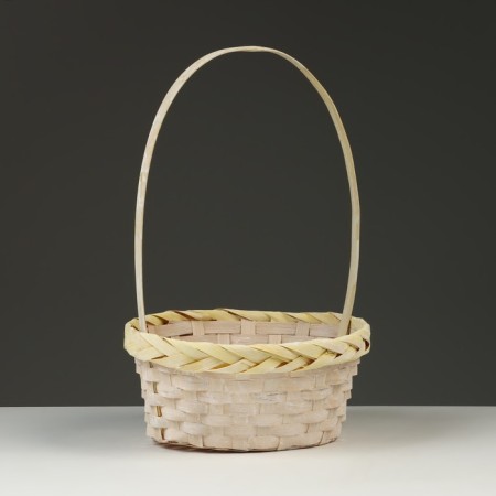 Wicker basket, d23 x 17 x 10/36 cm, yellow, bamboo