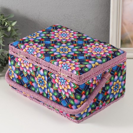 Casket for needlework "Kaleidoscope flowers" 19x26x14.5 cm-6