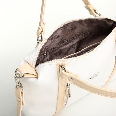 Women's bag 127, 30*10*23, 1 lightning departure, n/pocket, belt long, white+cream-6