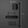 Railing system for the kitchen for 8 objects of the share, 60.5 cm, black color