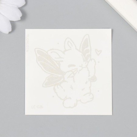 Tattoo on the body Blue waterproof "Bunny with butterfly wings" 6x6 cm