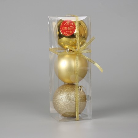 Set of balls plastic D-10 cm, 3 pcs "Classic Assorted" Gold-1