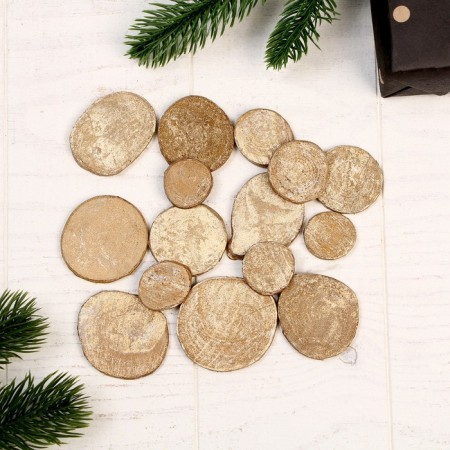 Decor made of wood "saws" gold, set 55 g, size: from 2 to 10 cm