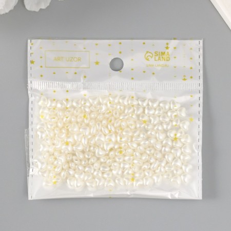 Beads for creativity plastic "Pearls" set of 200 pcs white 0.6x0.6x0.3 cm-3