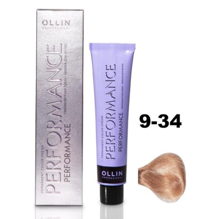 OLLIN PROFESSIONAL PERFORMANCE hair cream, tone 9/34 golden-medal blond, 60 ml