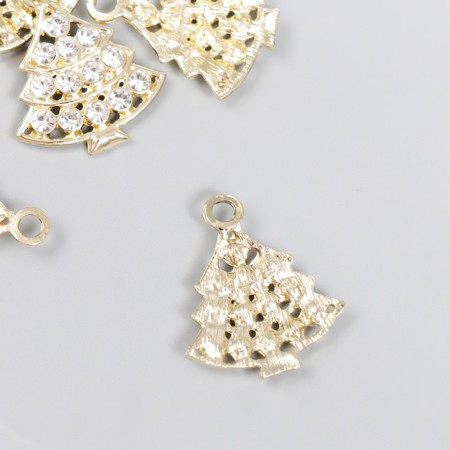 Decor for creativity metal, rhinestones "Christmas tree" gold 2.2x2 cm-1