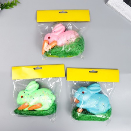 Decor "Rabbit - Confetti, in the grass with carrots" set of 4 pcs mix 13 cm-4