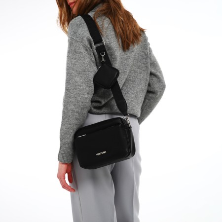 Women's bag over the shoulder Textura, small size, black color-1