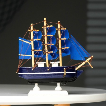 Souvenir small "Stratford" souvenir ship, sides blue with a white strip, blue sails, 4 × 16.5 × 16 cm-1