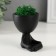 Kashpo concrete mini "Mr. Green Yog" with moss black 5.3x6x7 cm (moss green stabilizer.)