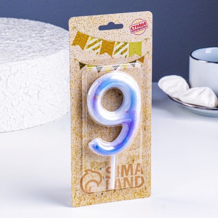 Candle in the cake on the spawning "Starfall", the number 9, 9 cm, giant-1