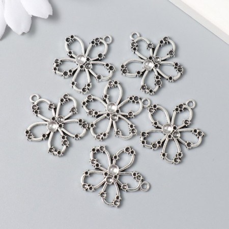 Decor for creativity Metal "Flower" silver 2.5x2.7 cm-2