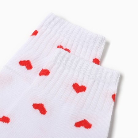 Women's hearts socks, white/red color, rr 23-1