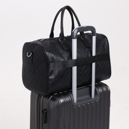 Road bag with a zipper, a suitcase holder, a long belt, black color-3