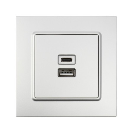 Roset with USB-A + USB-C connectors, 2.1 A, 5V, TOT ELEAGANT, Hidden, Silver-2