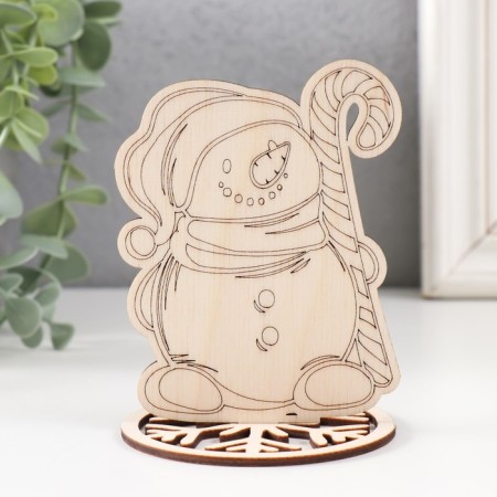 Figure on the stand "Snowman with a lollipop" natural 10.5x8.5 cm (set 2 parts)