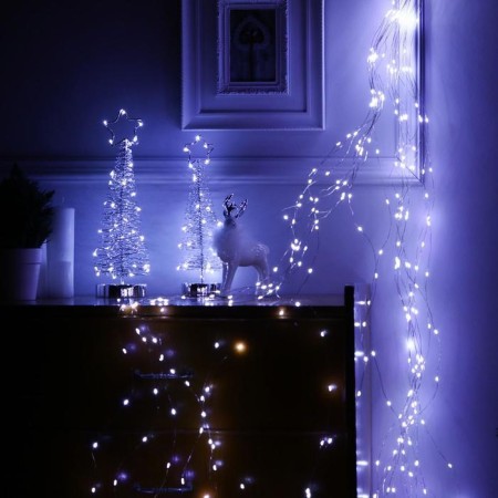 Girlynda "Horse tail" 20 threads of 2 m, IP20, silver thread, 400 LED, white glow, 12 V-2