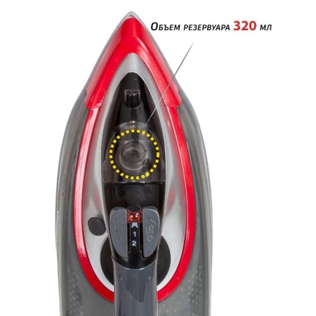 Iron Eco-Bi2601, 2600 W, ceramic sole, 45 g/min, 320 ml, gray color with red-2