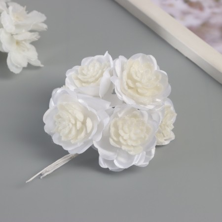 Decor for creativity "Camellia" White (1 set = 1 bouquet) in the bouquet 6 pcs 4x11 cm-1