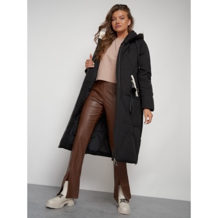 Coat insulated winter female, size 50, black color-18