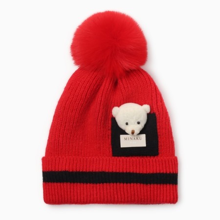 Children's hat minku, central red, rr 48-50