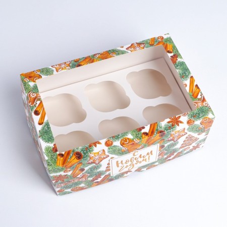 Box for Capcakes "New Year's Sweets" 17 x 25 x 10cm, New Year-2