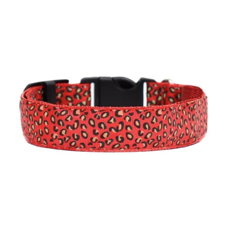 Collar with backlight leopard 3 glow modes Size S, Osh 22-40 x 2.5 cm red red-4
