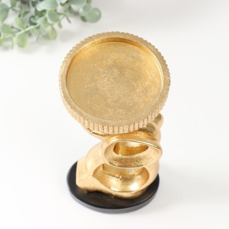 Polystone candlestick for 1 candle "Abstraction. Elephant" Gold 10.9x9.5x23.8 cm-5