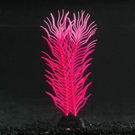 Silicone Aquarium plant, glowing in the dark, 6.5 x 18 cm, pink