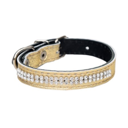 Belly leather two-layer leather with rhinestones, width 1.5 cm, Osh 17-27 cm, gold-1
