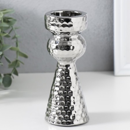 Ceramics candlestick per 1 candle "Terra" d = 3.5 cm silver 6x6x14.7 cm-1