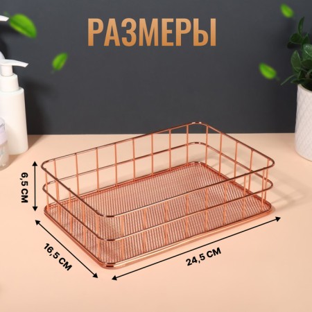 Organizer for storing cosmetic supplies "Rafael", 24.5 × 16.5 × 6.5 cm, bronze color-1