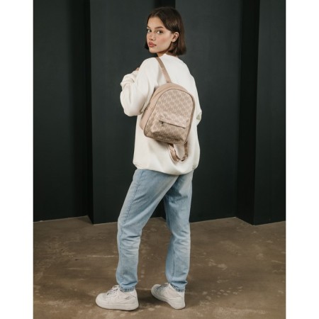 School backpack of artificial leather with a pocket NK 27x23x10 cm, beige color-8