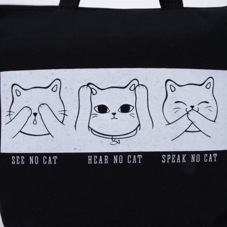 Bag Schoper cats on a zipper, without lining, black color-6
