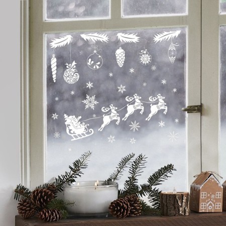 Stick for windows "Christmas tree decorations", reusable, 50 x 70 cm, new year-1