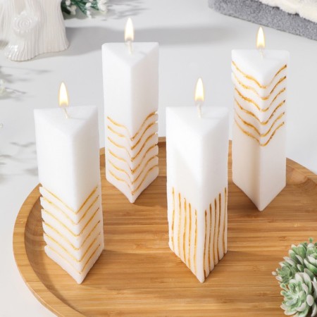Set of candles "5 element", 5.3x4x15 cm, white