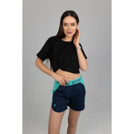Women's shorts, size 50, dark blue color, turquoise-6