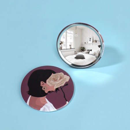 Mirror "Girls", D 7.5 cm, PVC - box, MIX drawing-1
